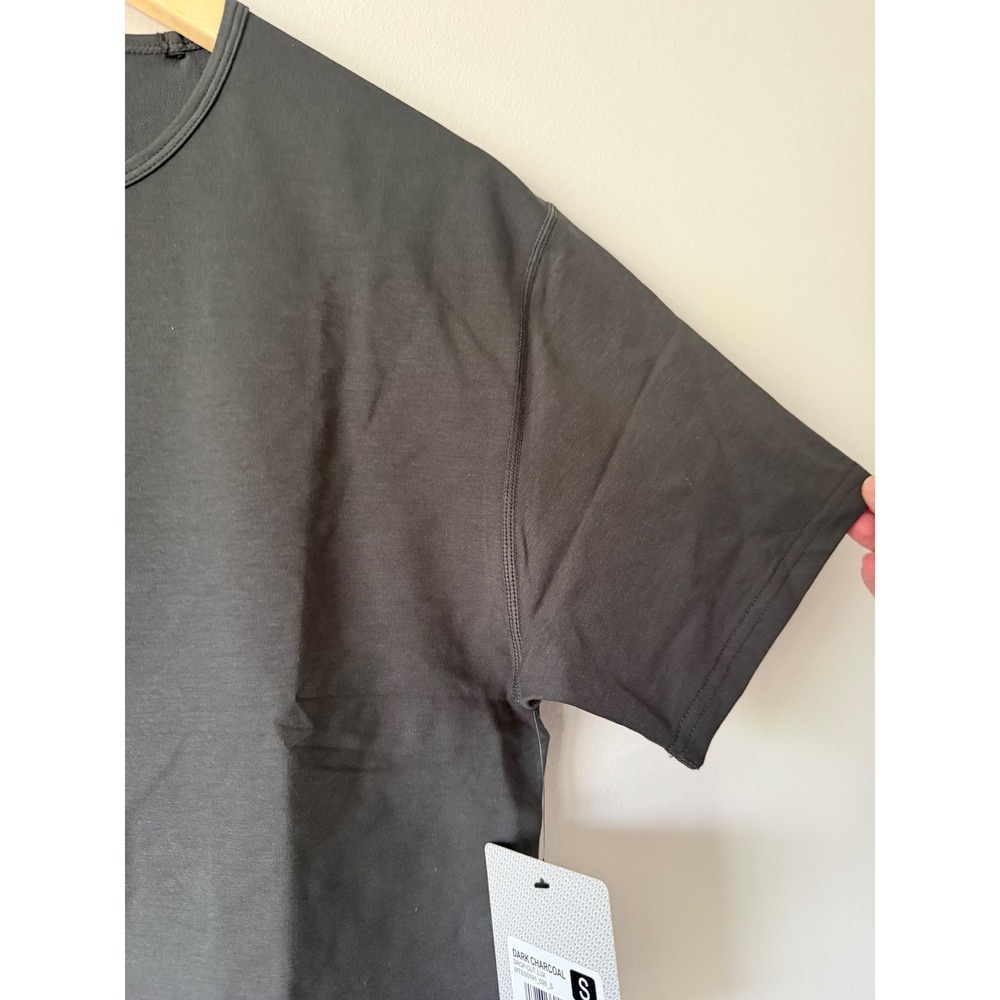 Minimalist Streetwear BYLT Drop-Cut Lux T-Shirt Small Charcoal Grey Curved Hem - Picture 5 of 11